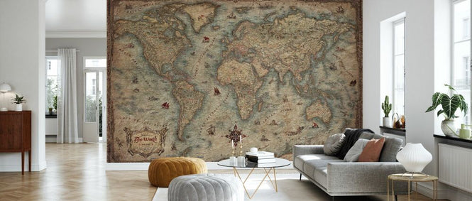 PHOTOWALL / World Map LOTR Style - Blue (e84032)