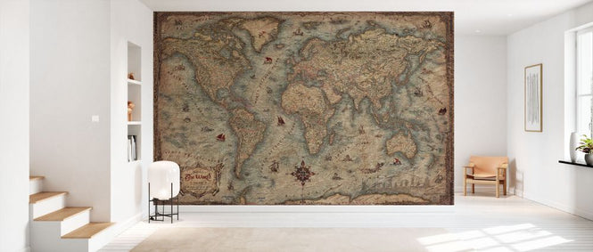 PHOTOWALL / World Map LOTR Style - Blue (e84032)