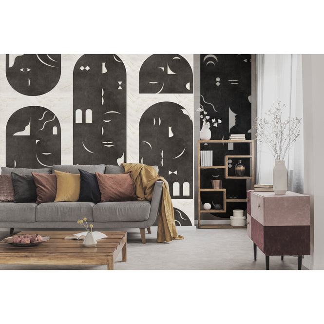 輸入壁紙 coordonne / RANDOM ARCHIST / ROSTROS Black 9000021 N