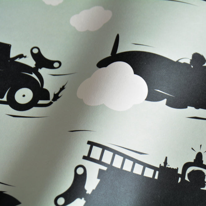 輸入壁紙 KEK Amsterdam / KIDS / WALLPAPER VEHICLES GREEN WP-009