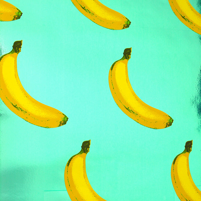 輸入壁紙 Flavor Paper / B-A-N-A-N-A-S! / Scented Cyan Chrome on Chrome Mylar (single roll)