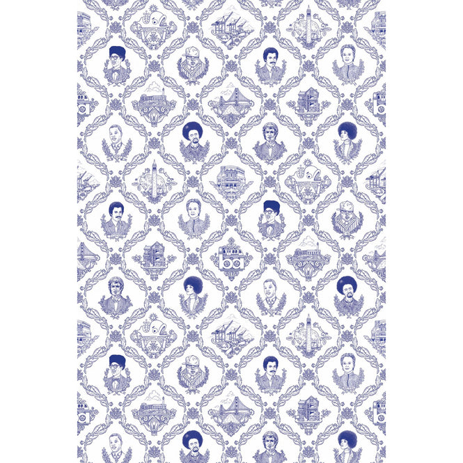Flavor Paper / BAY AREA TOILE / Ballpoint Blue on Pre-Pasted Paper (triple roll)