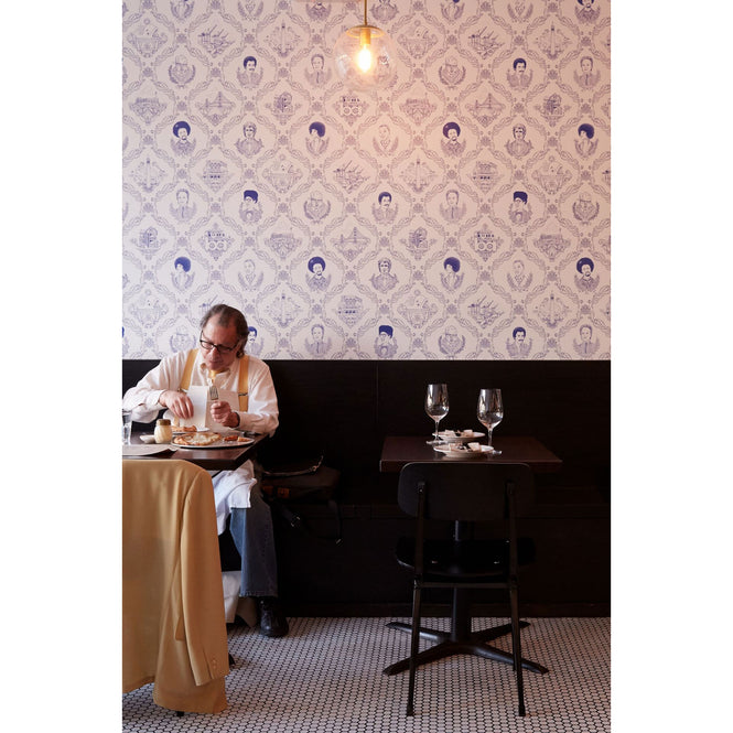 Flavor Paper / BAY AREA TOILE / Ballpoint Blue on Pre-Pasted Paper (triple roll)