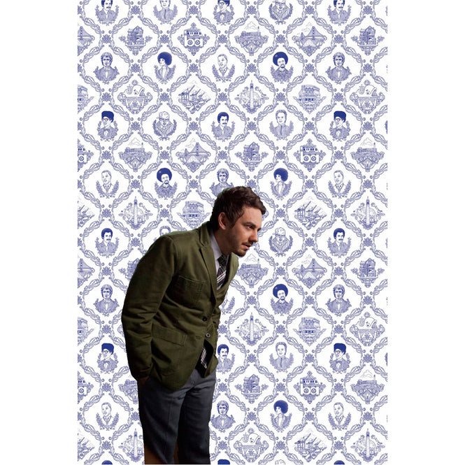 Flavor Paper / BAY AREA TOILE / Ballpoint Blue on Pre-Pasted Paper (triple roll)