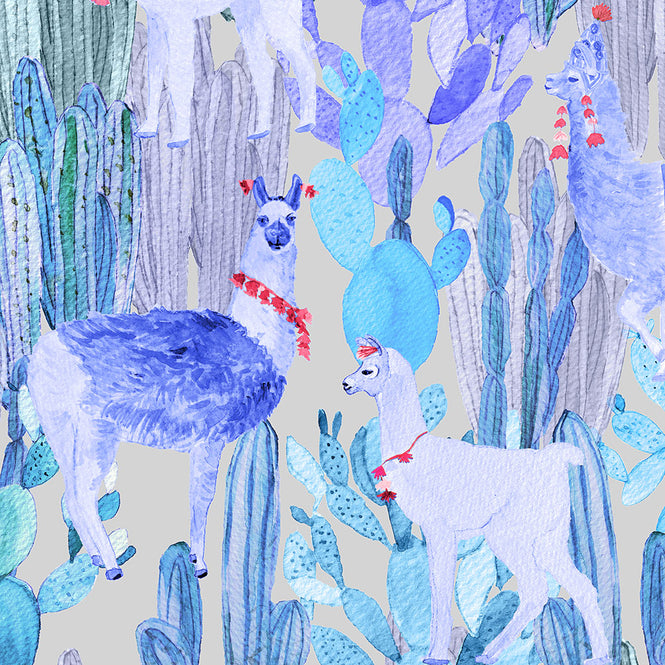 KARIOKAS / ALTIPLANO Blue Lamas on Light Beige WallP-ALTI-BLLB-02