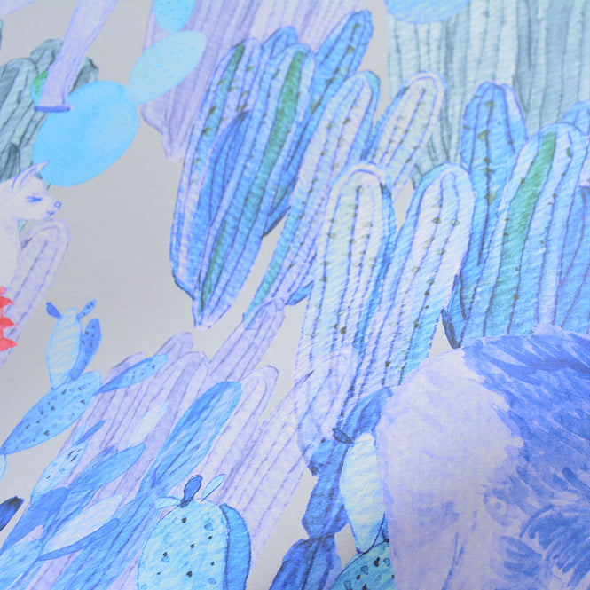 KARIOKAS / ALTIPLANO Blue Lamas on Light Beige WallP-ALTI-BLLB-02