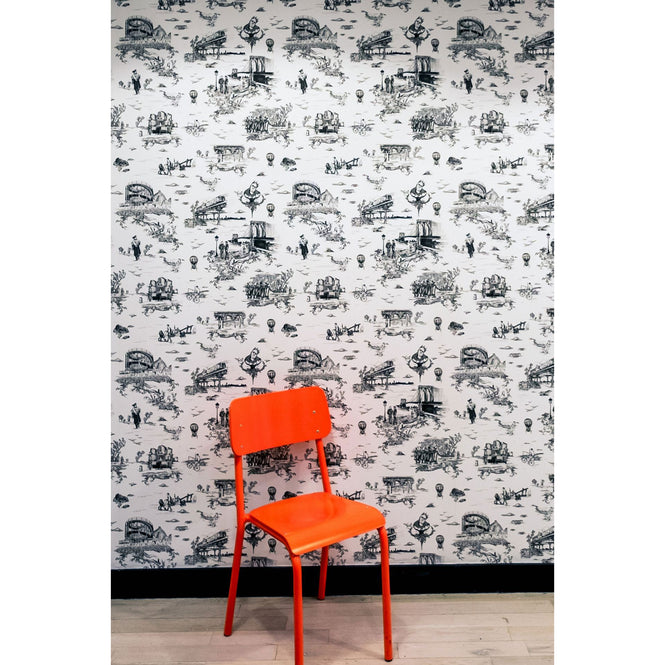 Flavor Paper / BROOKLYN TOILE / Black & White on Pre-Pasted Paper (triple roll)