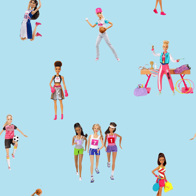 はがせる シール壁紙 wallshoppe / Barbie x wallshoppe / Barbie The Athlete Baby blue