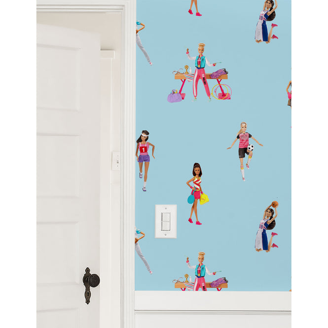 はがせる シール壁紙 wallshoppe / Barbie x wallshoppe / Barbie The Athlete Baby blue