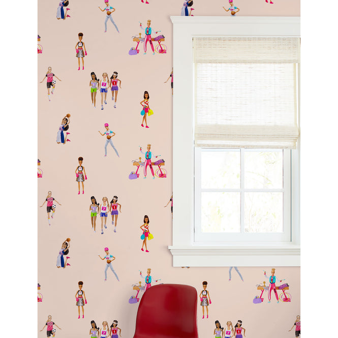はがせる シール壁紙 wallshoppe / Barbie x wallshoppe / Barbie The Athlete Peach