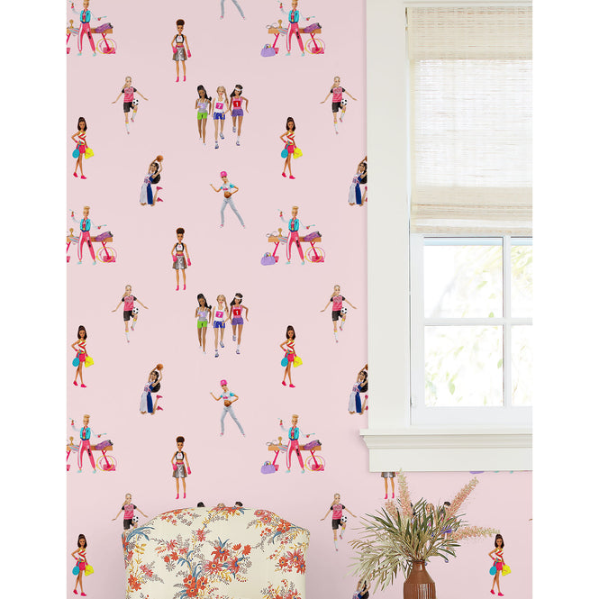 はがせる シール壁紙 wallshoppe / Barbie x wallshoppe / Barbie The Athlete Pink