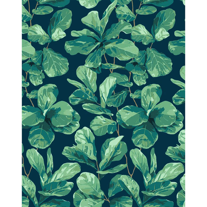 はがせる シール壁紙 wallshoppe / Fiddle Fig-Indigo