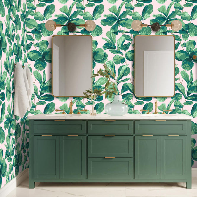 はがせる シール壁紙 wallshoppe / Fiddle Fig-Pink