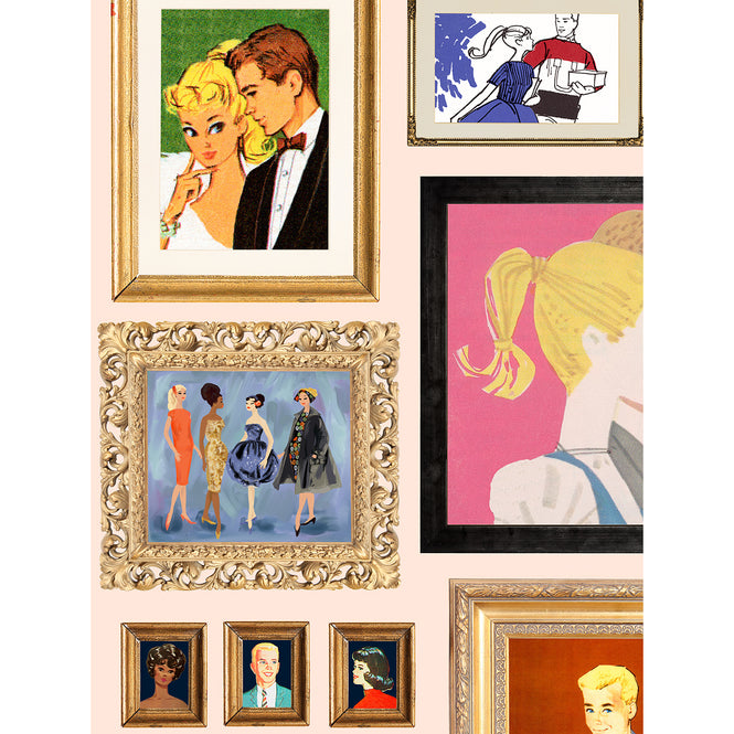 はがせる シール壁紙 wallshoppe / Barbie x wallshoppe / Gallery Walls Illustrated Peach