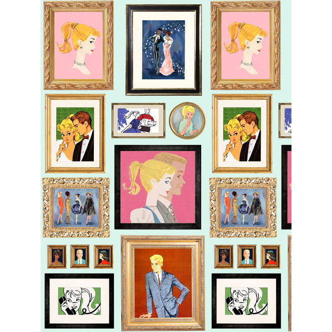 はがせる シール壁紙 wallshoppe / Barbie x wallshoppe / Gallery Walls Illustrated Robins Egg