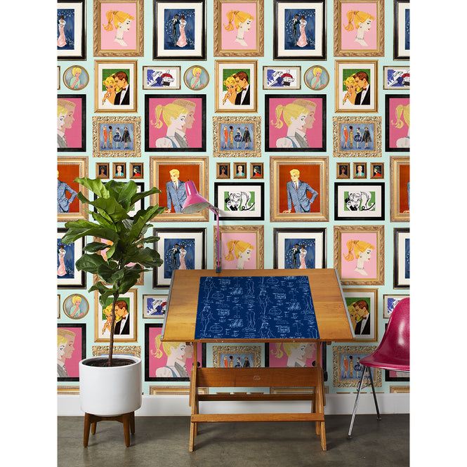 はがせる シール壁紙 wallshoppe / Barbie x wallshoppe / Gallery Walls Illustrated Robins Egg