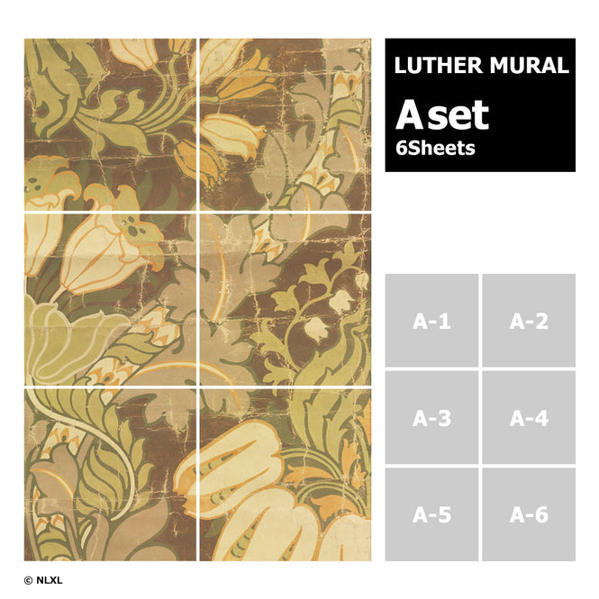 はがせる 壁紙 【Hattan Pattern】NLXL BIG PATTERN "LUTHER" MURAL Aset HMRV-02A(6枚セット)