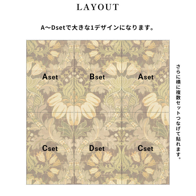 はがせる 壁紙 【Hattan Pattern】NLXL BIG PATTERN "LUTHER" MURAL Cset HMRV-02C(6枚セット)