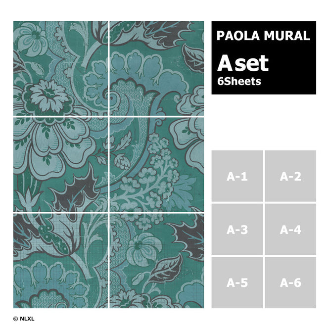 はがせる 壁紙 【Hattan Pattern】NLXL BIG PATTERN "PAOLA" MURAL Aset HMRV-03A(6枚セット)