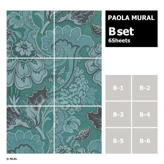 はがせる 壁紙 【Hattan Pattern】NLXL BIG PATTERN "PAOLA" MURAL Bset HMRV-03B(6枚セット)