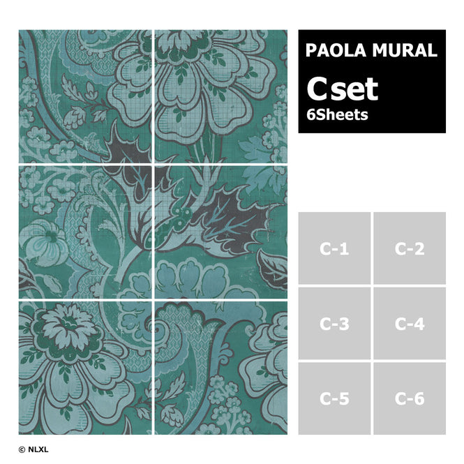 はがせる 壁紙 【Hattan Pattern】NLXL BIG PATTERN "PAOLA" MURAL Cset HMRV-03C(6枚セット)