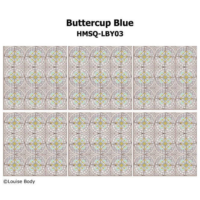 はがせる シール 壁紙【Hatte me! Square】Louise Body / Buttercup Blue HMSQ-LBY03(6枚セット)