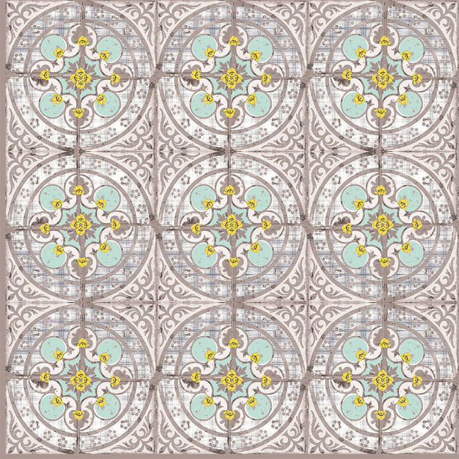 はがせる シール 壁紙【Hatte me! Square】Louise Body / Buttercup Blue HMSQ-LBY03(6枚セット)