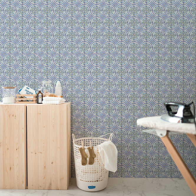 はがせる シール 壁紙【Hatte me! Square】Louise Body / Old Blue HMSQ-LBY04(6枚セット)