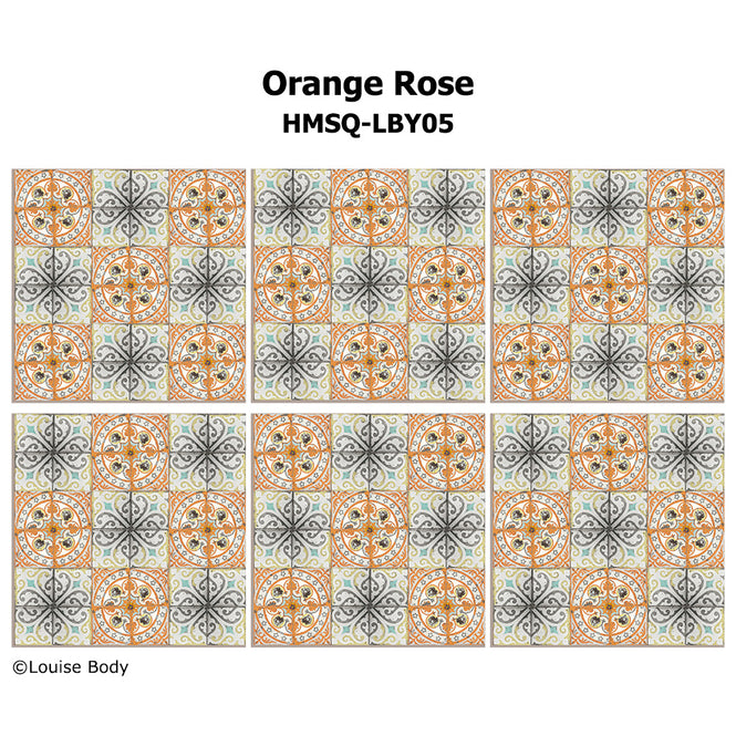 はがせる シール 壁紙【Hatte me! Square】Louise Body / Orange Rose HMSQ-LBY05(6枚セット)
