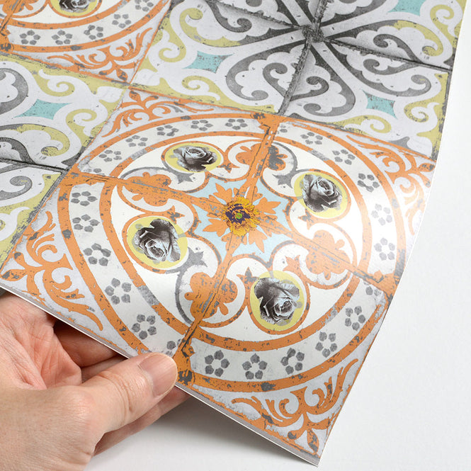 はがせる シール 壁紙【Hatte me! Square】Louise Body / Orange Rose HMSQ-LBY05(6枚セット)