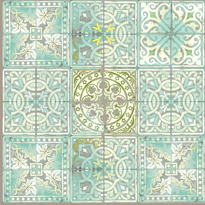 はがせる シール 壁紙【Hatte me! Square】Louise Body / Patchwork Jade HMSQ-LBY07(6枚セット)