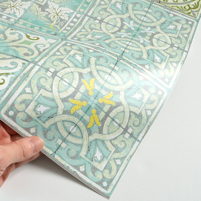 はがせる シール 壁紙【Hatte me! Square】Louise Body / Patchwork Jade HMSQ-LBY07(6枚セット)