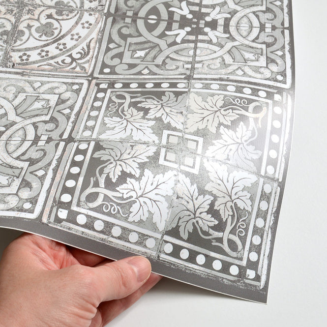 はがせる シール 壁紙【Hatte me! Square】Louise Body / Patchwork Grey HMSQ-LBY10(6枚セット)