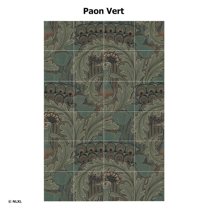 はがせる 壁紙 【Hattan Pattern】NLXL Paon Vert フルセット(24枚セット)