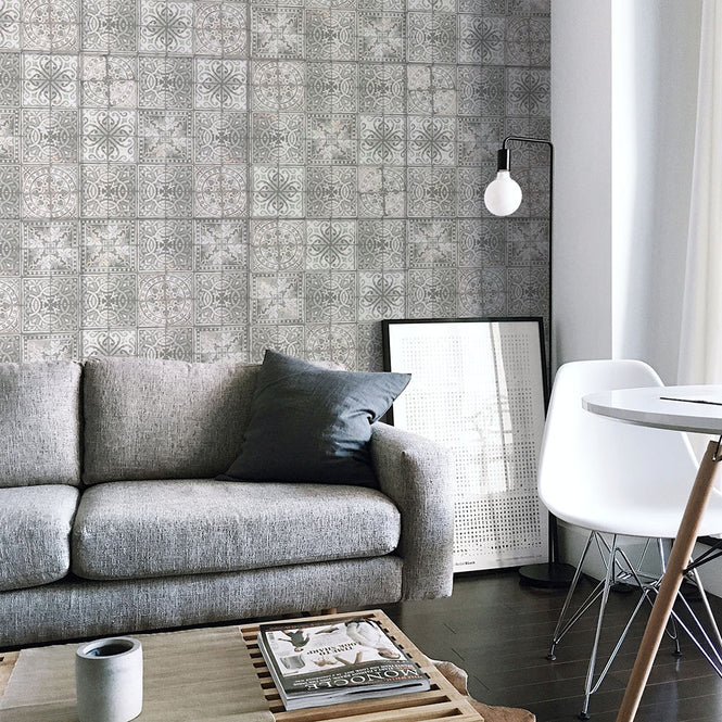 はがせる 壁紙 【Hattan Pattern】Louise Body / Patchwork Grey HLBY-10(6枚セット)