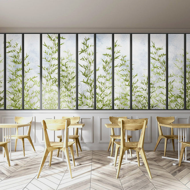 KOZIEL / Papier peint panoramique petite verriere et bambous LPV019