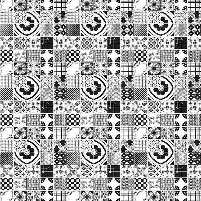 Dupenny Mixed Tiles / Black and White