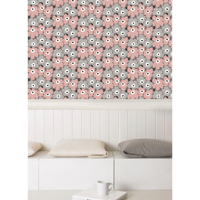 【予約受付】はがせる シール 壁紙 marimekko × NU WALLPAPER / Pink Pieni Unikko  / MKS4491