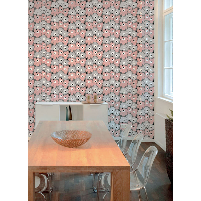 はがせる シール 壁紙 marimekko × NU WALLPAPER / Pink Pieni Unikko  / MKS4491