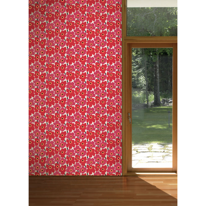 【限定数】はがせる シール 壁紙 marimekko × NU WALLPAPER / Red Pieni Unikko  / MKS4492