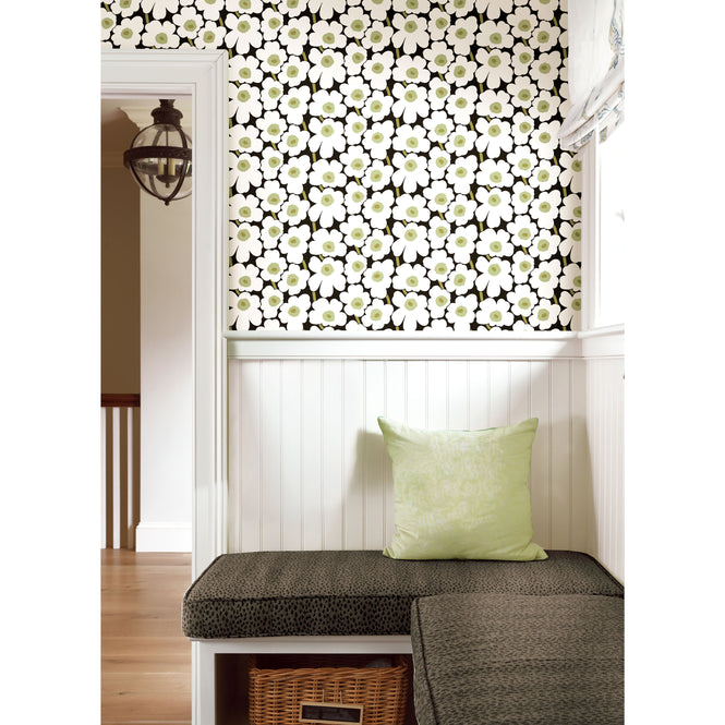 はがせる シール 壁紙 marimekko × NU WALLPAPER / Black Pieni Unikko  / MKS4494