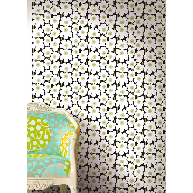 はがせる シール 壁紙 marimekko × NU WALLPAPER / Black Pieni Unikko  / MKS4494