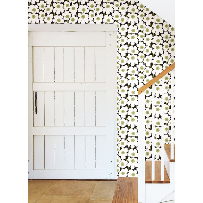 はがせる シール 壁紙 marimekko × NU WALLPAPER / Black Pieni Unikko  / MKS4494