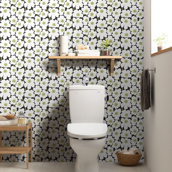 【予約受付】はがせる シール 壁紙 marimekko × NU WALLPAPER / Black Pieni Unikko  / MKS4494