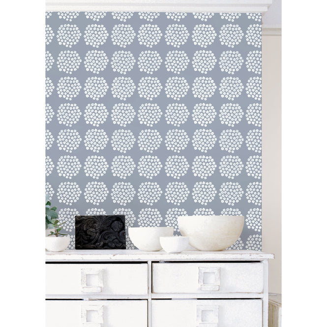 はがせる シール 壁紙 marimekko × NU WALLPAPER / Blue Puketti  / MKS4499