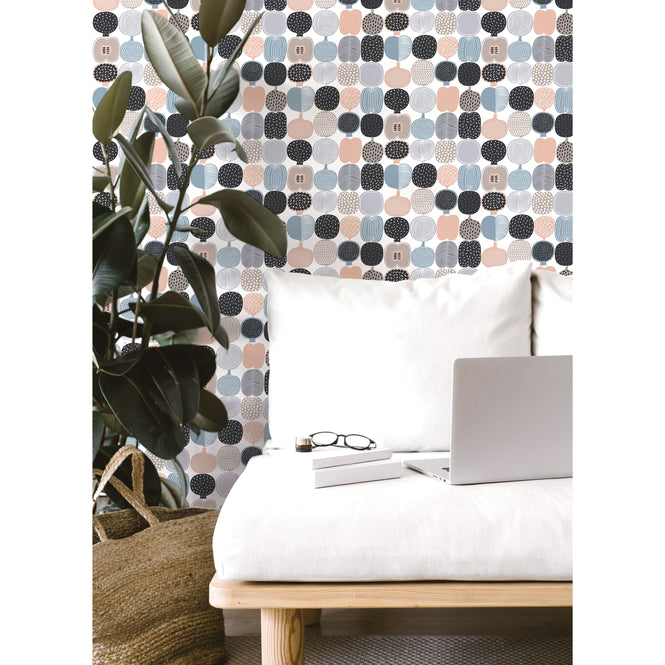 【予約受付】はがせる シール 壁紙 marimekko × NU WALLPAPER / Pink and Grey Kompotti / MKS4500