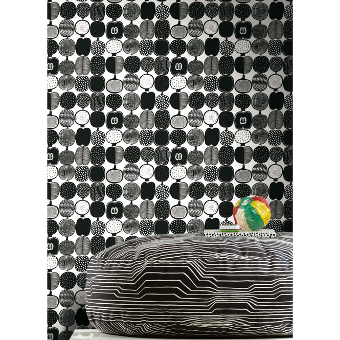 【限定数】はがせる シール 壁紙 marimekko × NU WALLPAPER / Black and White Kompotti  / MKS4501