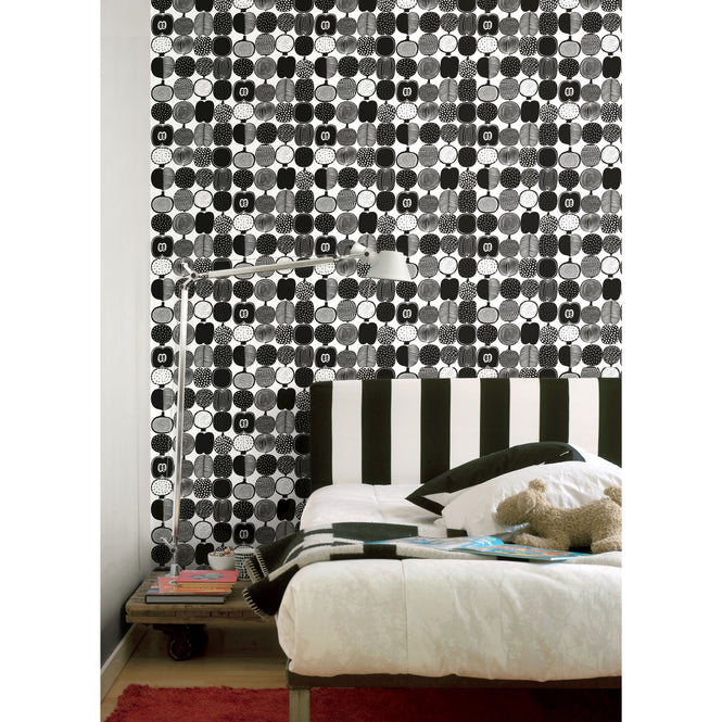 【限定数】はがせる シール 壁紙 marimekko × NU WALLPAPER / Black and White Kompotti  / MKS4501
