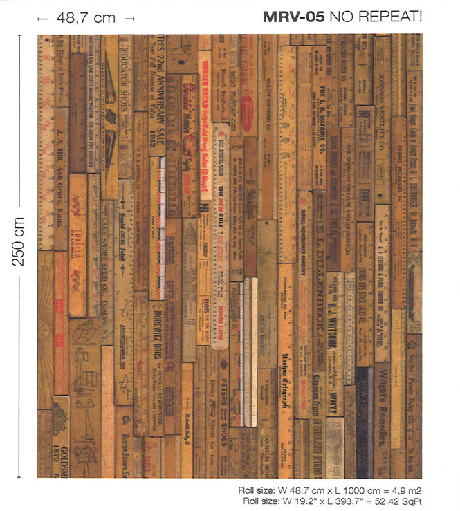 NLXL LAB / PRINTED RULERS WALLPAPER BY MR & MRS VINTAGE / Small MRV-05