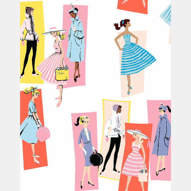 はがせる シール壁紙 wallshoppe / Barbie x wallshoppe / Mod Shapes Daffodil Persimmon